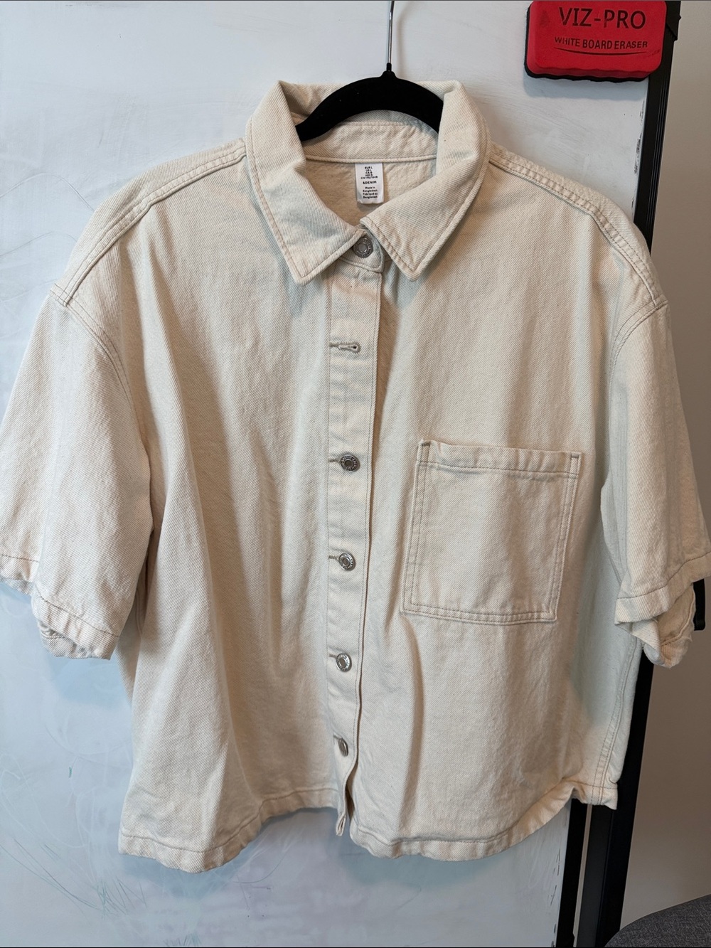 Men's Lightweight Short-Sleeve Shirt Jacket in Off-White